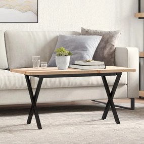 vidaXL Masă de cafea, cadru X, 90x40x45,5 cm, lemn masiv pin și Oţel