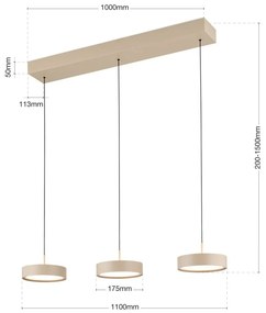 Lustra LED suspendata iluminat ambiental TEIDE khaki