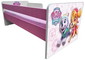Pat copii Paw Patrol Pink P1L 2-6 ani -Tapitat- cu paravane detasabile/interschimbabile + saltea Basic