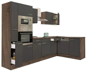 Mobilă de bucătărie de colț Yorki 310, corp din stejar Yorki, cu față antracit satinat