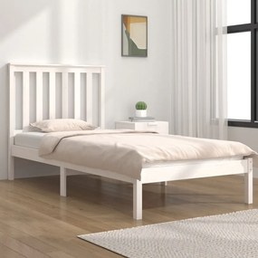 3103834 vidaXL Cadru de pat, alb, 100x200 cm, lemn masiv de pin