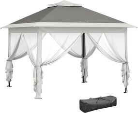 Outsunny Foișor Pliabil cu Plasă de Țânțari, Baldachin Dublu, Înălțime Reglabilă și Geantă, 330x330x288 cm, Bej | Aosom Romania