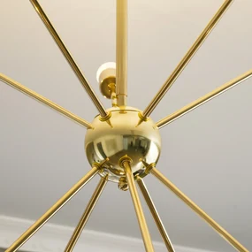 HOMCOM Lustră Suspendată Stil Sputnik, Metal Auriu, 10 Lumini, Ideală pentru Bucătărie, Sufragerie, Dormitor, 65x65x78.5 cm | Aosom Romania