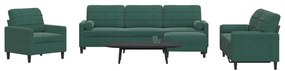 vidaXL Set canapele cu perne/rulouri, 4 piese, verde închis, catifea