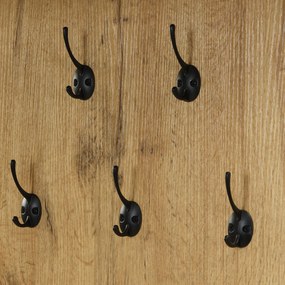 Set pentru hol cu 5 cârlige pentru haine, oglindă, dulap pentru încălțăminte și bancă pentru hol, 100x38x191 cm, Negru+Culoare naturală