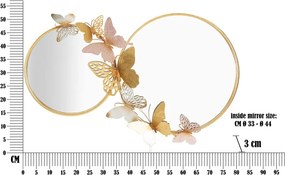 Oglindă de perete Mauro Ferretti Farfalle, 81 x 52,5 cm, auriu - roz