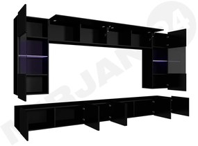 Mobilier living Brolani I (Negru + lucios Negru + Alb + lucios Alb) (cu iluminat LED albastru). 1104540