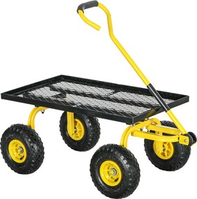 Outsunny Roabă de Grădină cu Mâner și 4 Roți Mari, Capacitate 150 kg, 94x48,5x100 cm, Verde | Aosom Romania