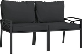 vidaXL Scaune de grădină cu perne gri, 2 buc., 62x75x79 cm, oțel