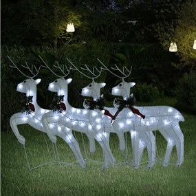 Reni de Crăciun, 4 buc., alb, 80 LED-uri