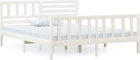 vidaXL Cadru de pat, alb, 120x200 cm, lemn masiv