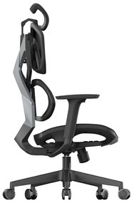 Scaun ergonomic SIHOO X5C-202, cotiere 3D, suport lombar reglabil, tetiera 3D, mecanism multifunctional inclinare/blocare, pivotant, Mesh, Negru