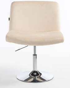 HR150N Scaun Crem din Catifea cu Bază Cromata