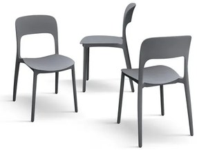 PAZZO DESIGN Set de 4 scaune Luana gri din polipropilenă | Aosom Romania