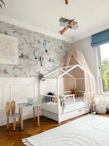 Pat copii Dream Nest Snow House alb 80x160 cm