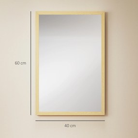 HOMCOM Oglindă de perete din sticlă și MDF, 40x60 cm, Culoare Lemn | Aosom Romania