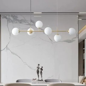 Lustra suspendata Gold, Elit's 6 globuri Albe