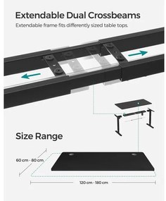 Birou Electric, Reglabil Pe Inaltime, Negru, 70 X 140 Cm