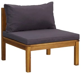 Set mobilier de gradina cu perne, 3 piese, lemn masiv de acacia Morke gra, 2x mijloc + suport pentru picioare, 1