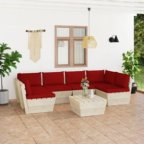 3063597 vidaXL Set mobilier grădină din paleți, 7 piese, cu perne, lemn molid