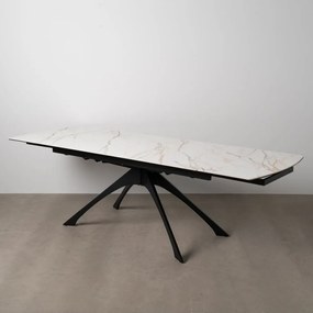 Masă de dining extensibilă cu blat cu aspect de marmură cu blat suplimentar 90x180 cm Rocía – Ixia