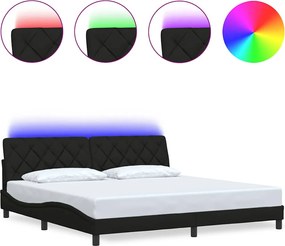 vidaXL Cadru de pat cu LED fără saltea țesătură neagră 200x200 cm