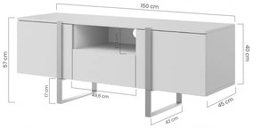 Comodă TV Verica 150 cm cu nișă - cașmir / picioare aurii