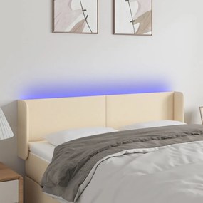 3122959 vidaXL Tăblie de pat cu LED, crem, 147x16x78/88 cm, textil