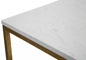 Masuta auxiliara carrara alb/aurie din marmura si metal, 47x47x60 cm, Marble Mauro Ferretti
