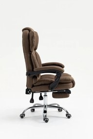 Scaun directorial, cu Masaj și Încălzire, suport picioare, funcție sezlong, materil textil, Maro