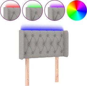 vidaXL Tăblie de pat cu LED, gri deschis, 83x16x78/88 cm, textil