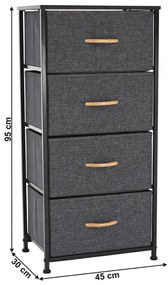 Comodă cu sertare din material textil PALMERA,negru