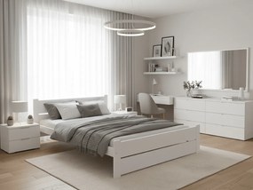 Pat dublu Culoare alb, IKAROS DOUBLE 140 x 200 cm Saltele: Cu saltele Somnia 18 cm, Somiera pat: Cu lamele drepte