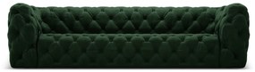 Canapea Iggy cu 4 locuri si tapiterie din catifea, verde inchis