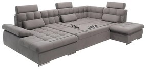 Colțar gri extensibil, cu spațiu de depozitare (cu colț pe partea dreaptă, în formă de "U") Merkur – Ropez