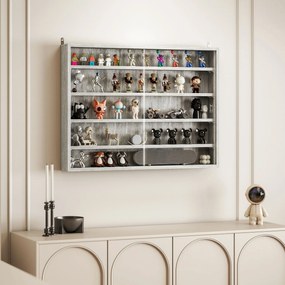 HOMCOM Dulap Tip Vitrină de Expoziție cu Rafturi Reglabile, Montată pe Perete, Negru | Aosom Romania