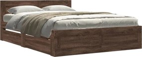 vidaXL Cadru de pat cu tăblie stejar maro 120x190 cm lemn prelucrat