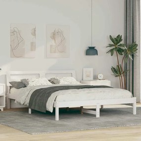 vidaXL Cadru de pat Alb 160 x 200 cm Lemn de brad solid
