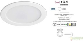 Spot LED alb incastrabil pentru baie cu protectie IP 44, TOD 42927