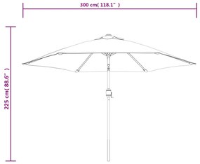 Umbrela soare exterior, LED-uri, stalp otel, caramiziu, 300 cm Terracota