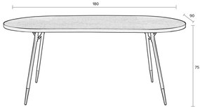 Masă de dining cu blat cu aspect de lemn de frasin 90x180 cm Denise – White Label
