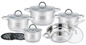 Set oale si tigaie inox cu capace 12 piese Kitchen Pro PRO 1250