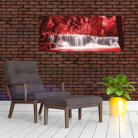 Tablou - Cascadă, roșu (120x50 cm)