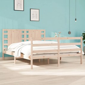 vidaXL Cadru de pat fără saltea, 135x190 cm, lemn masiv de pin