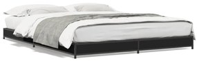 845161 vidaXL Cadru de pat, negru, 135x190 cm, lemn prelucrat și metal