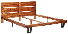Cadru de pat margini naturale, 160 cm, lemn masiv de acacia 160 x 200 cm
