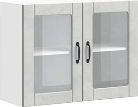 vidaXL Dulap bucătărie cu ușă sticlă „Lucca” Lemn prelucrat gri beton