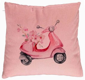 Perna Decorativa, Model Rose Flower Bike, 40x40 cm, Roz, Husa Detasabila, Burduf