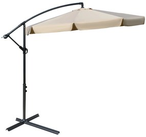 Outsunny Umbrela de Soare pentru Gradina cu Brat Parasolar din Metal, Regllabil , Φ265x265cm, Maro Deschis  Aosom Ro