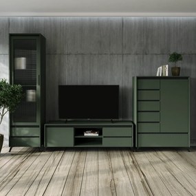 Măsuţă TV, verde smoke/negru, LONGY RTV2K2So